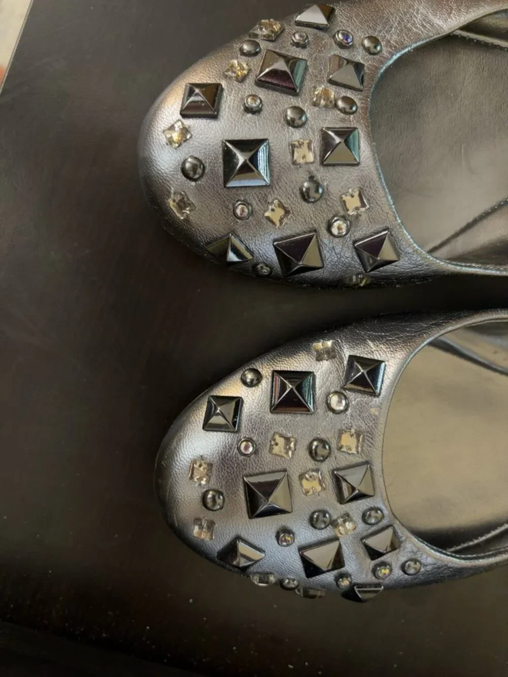 BCBG Generation Metallic Embellished Ballet Flats – Size 7.5